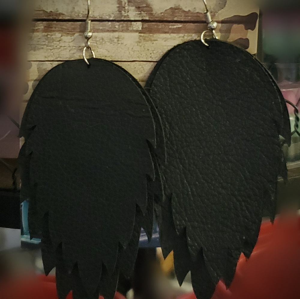 Leather fringe earrings